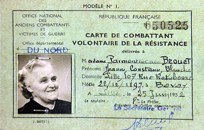 Carte de combattante de Jeanne
